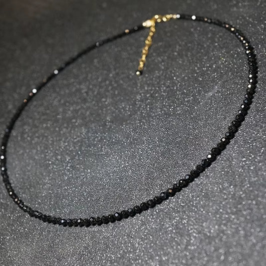 Trendy 3Mm Black Clear Beads Chain Short Choker Necklace Female Jewelry Women Sweet Necklaces Bijoux Femme Ladies Party Gift