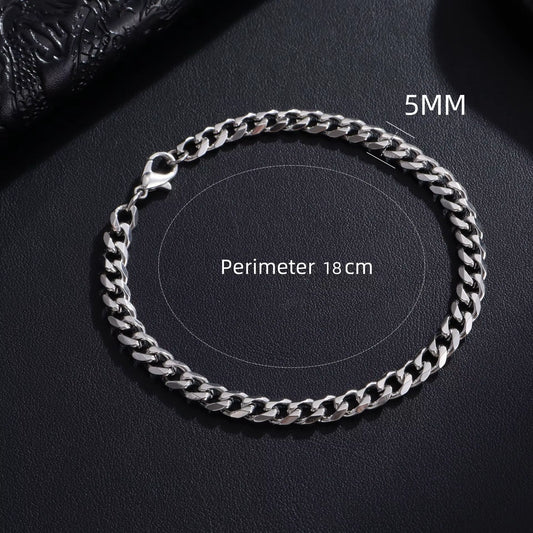 New Trendy Chain Men Bracelet Classic Stainless Steel 3/5/7/9Mm Width Chain Bracelet for Men Women Jewelry Gift